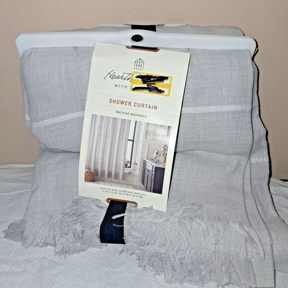 Hearth & Hand Magnolia Fabric Shower Curtain Gray Farmhouse Cotton 72x72 NWT - Picture 7 of 7